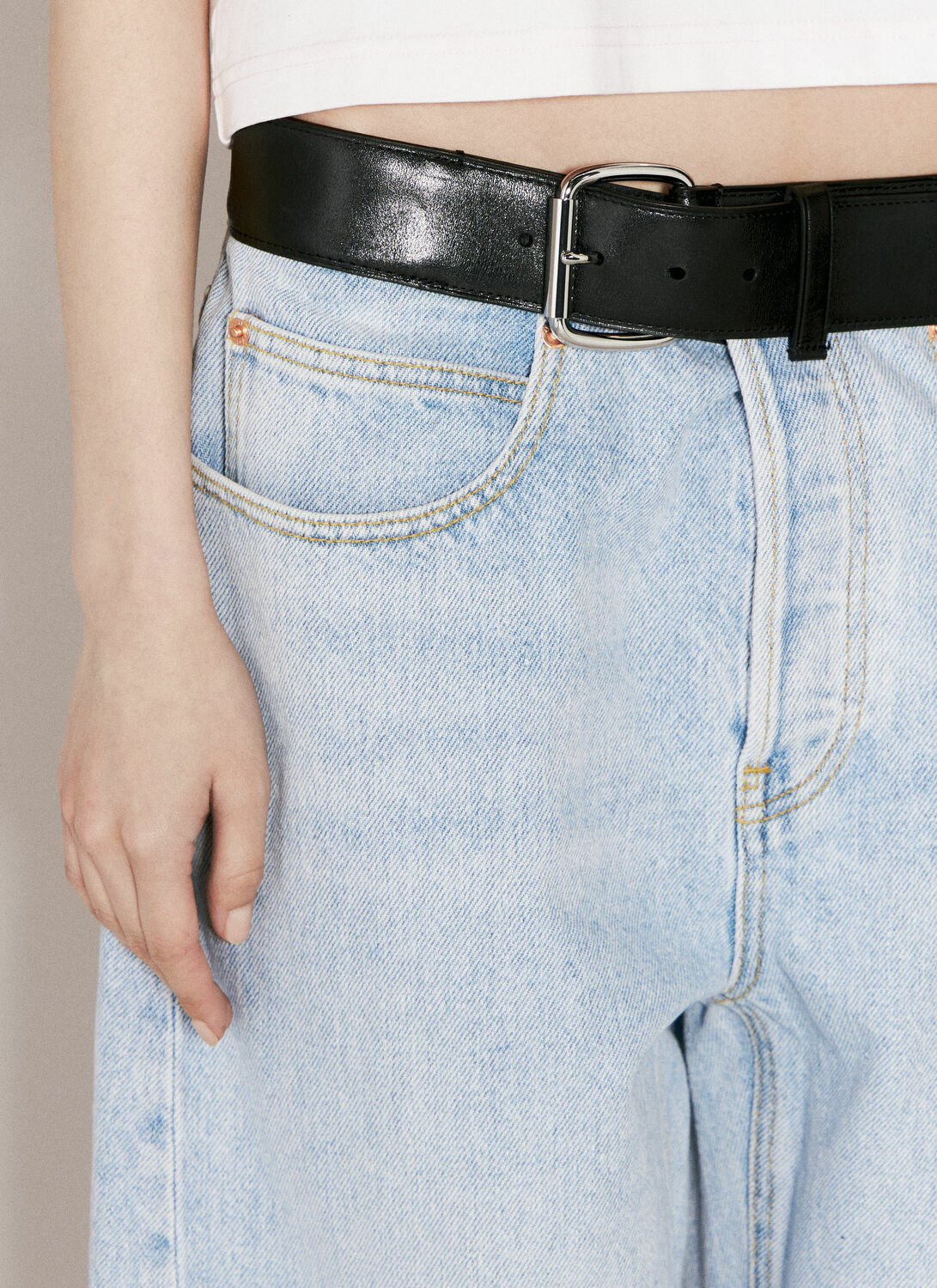 Alexander Wang Leather Belt Balloon Jeans