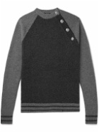 Balmain - Colour-Block Button-Embellished Wool-Blend Sweater - Gray