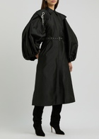 Lovebirds Belted Taffeta Midi Dress Black