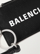 Balenciaga - Logo-Print Full-Grain Leather Cardholder with Lanyard