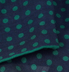 Kingsman - Polka-Dot Wool and Silk-Blend Pocket Square - Blue