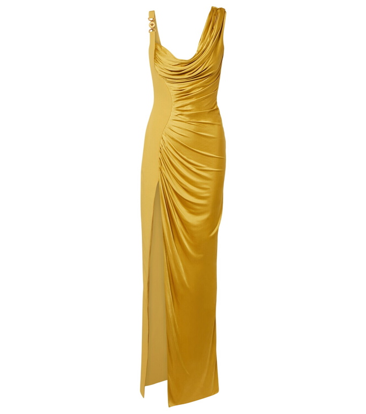 Photo: Versace Medusa '95 draped jersey gown