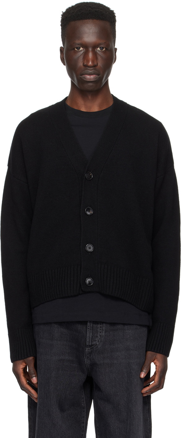 AMI Paris Black Cropped Cardigan AMI