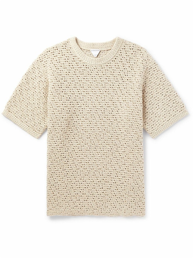 Photo: Bottega Veneta - Crocheted Cotton T-Shirt - Neutrals