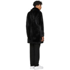 Wacko Maria Black Faux-Fur Double-Breasted Coat