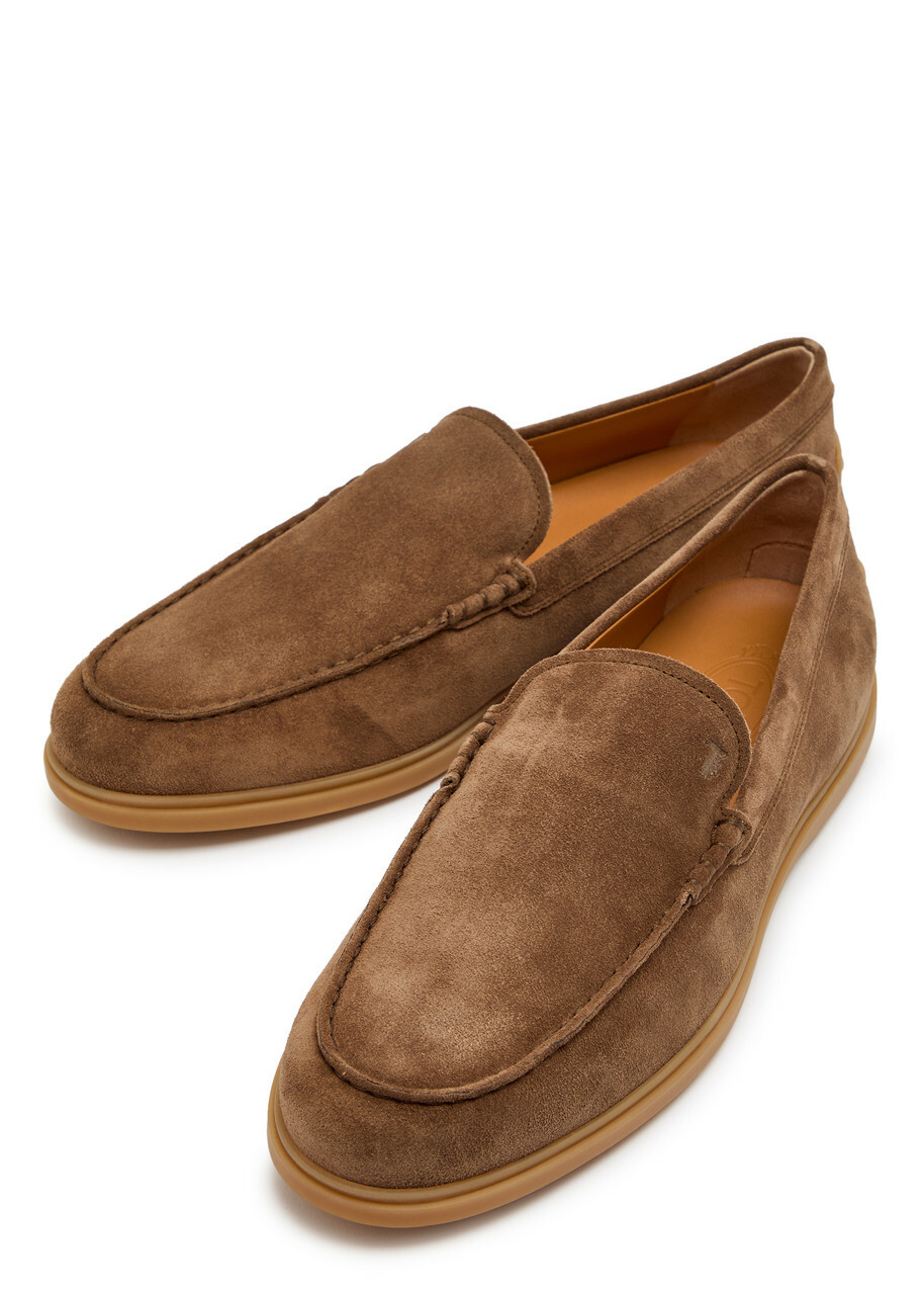 Tods Gomma Suede Loafers Brown
