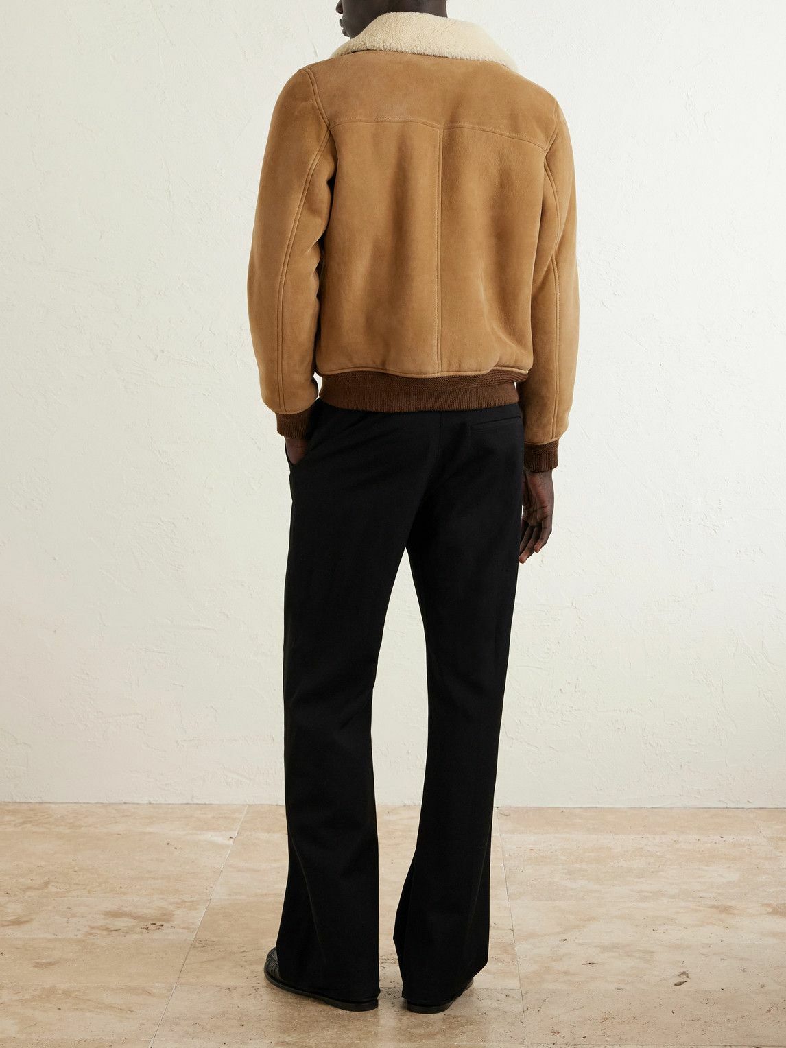 SAINT LAURENT - Shearling Blouson Jacket - Brown