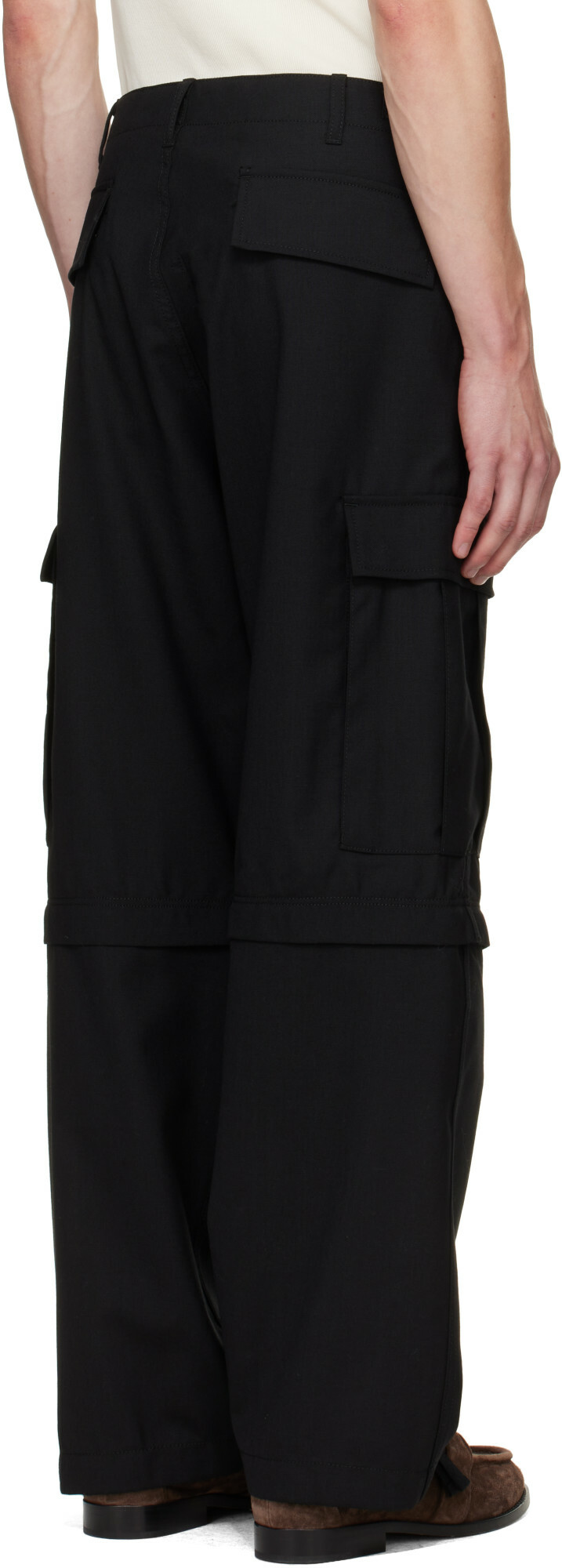 vowels Black Solid Cargo Pants