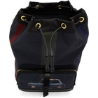 Paul Smith Navy Mini Stripe Print Canvas Backpack