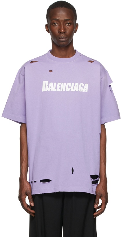 Photo: Balenciaga Purple Cotton T-Shirt