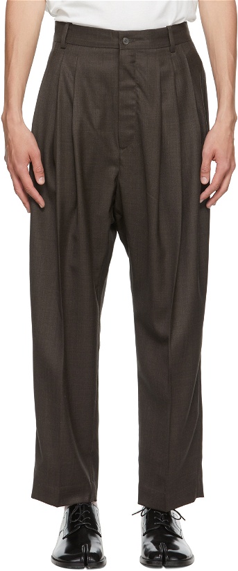 Photo: Hed Mayner Brown 4 Pleat Trousers