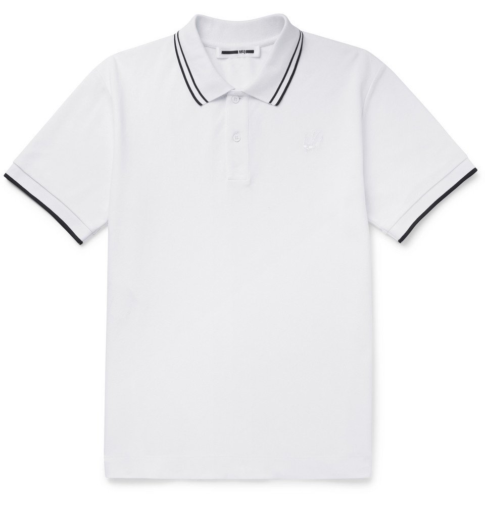 McQ Appliquéd embroidered cotton-piqué polo shirt - ShopStyle