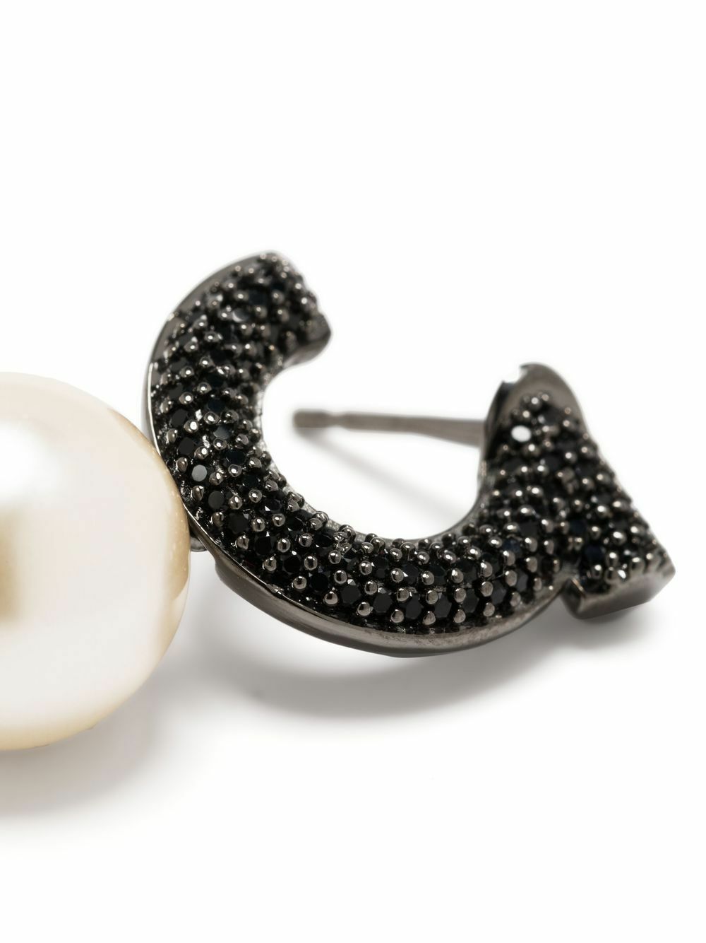 Ferragamo Black Gancini Pearl And Crystal Drop Earrings
