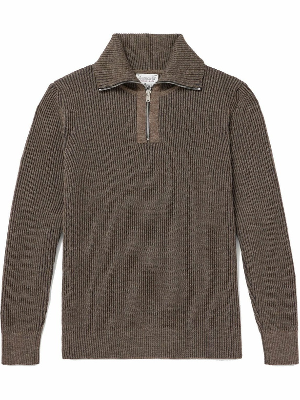 Photo: S.N.S Herning - Fender III Ribbed Wool Half-Zip Sweater - Neutrals