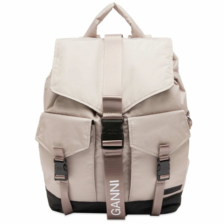 Photo: GANNI Women's Recycled Tech Backpack in Oyster Grey 