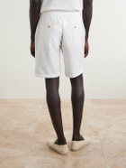 Frescobol Carioca - Rui Straight-Let Pleated Drawstring Shorts - Neutrals