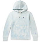 Champion - Logo-Embroidered Tie-Dyed Fleece-Back Cotton-Blend Jersey Hoodie - Blue