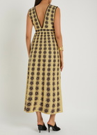 LA Double J Caper Floral-intarsia Knit Midi Dress Multicoloured