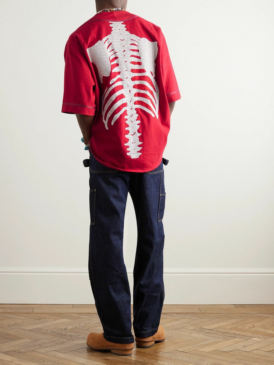 KAPITAL - Oversized Logo-Appliquéd Cotton-Jersey Baseball Shirt