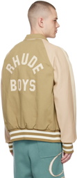 Rhude Beige 'Rude Boys' Bomber Jacket