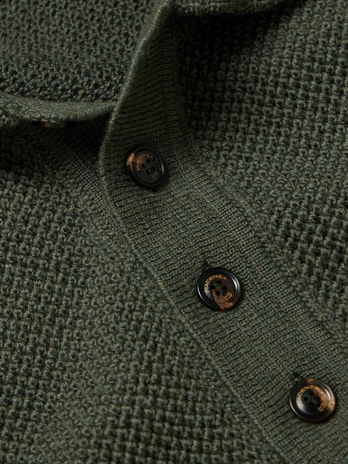 PIACENZA 1733 - Textured-Knit Virgin Wool Polo Shirt - Green