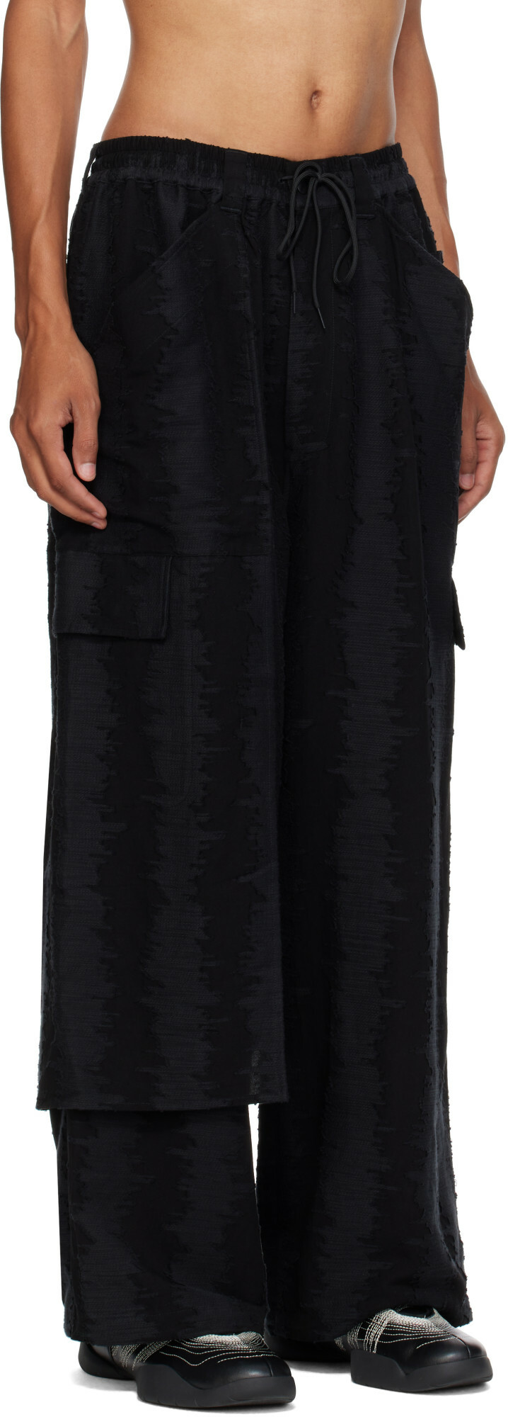 Y-3 Black Deco Stitch Cargo Pants