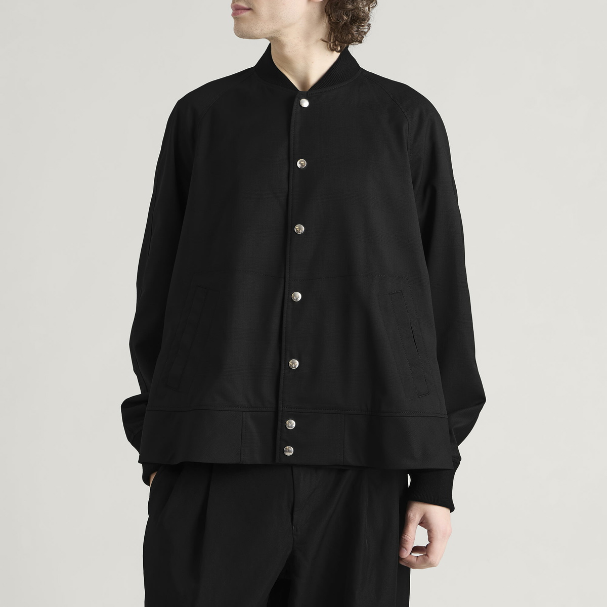 Comme des Garçons Men's Wool Glen Check Bomber Jacket in Black