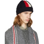Thom Browne SSENSE Exclusive Navy Aran Cable Knit Beanie