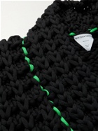 BOTTEGA VENETA - Contrast-Detailed Waffle-Knit Sweater - Black - M