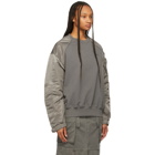 Juun.J Grey Paneled Fabric Mix Sweatshirt