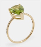 Persée Birthstone 18kt gold ring with diamonds and peridot