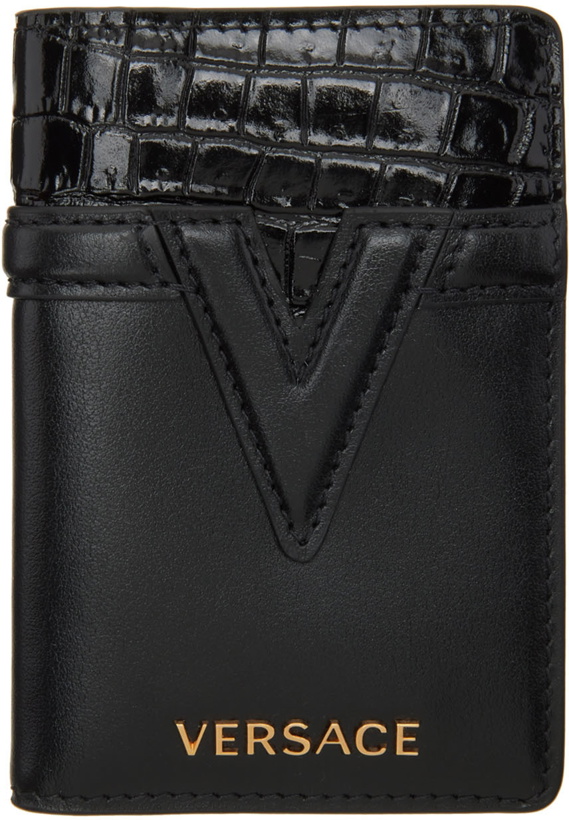 Photo: Versace Black Croc V Logo Wallet