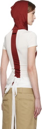 Jean Paul Gaultier White & Burgundy 'The Chevrons' Hoodie
