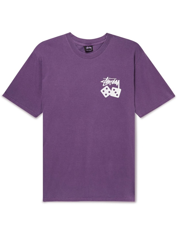Photo: Stussy - Dice Printed Cotton-Jersey T-Shirt - Purple