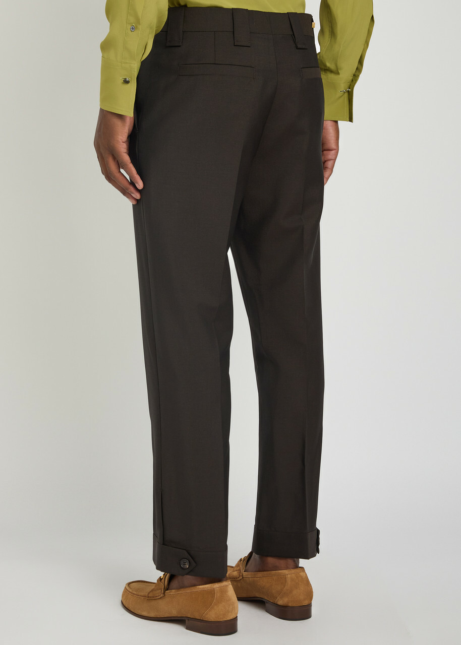 Versace Wool and Mohair-blend Trousers Brown
