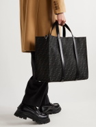 Fendi - Leather-Trimmed Logo-Jacquard Canvas Tote Bag