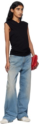 6397 Black High V Tank Top