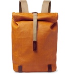 Brooks England - Pickwick Large Leather-Trimmed Coated Cotton-Canvas Backpack - Orange