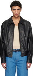 RECTO Black Vintage Crack Effect Leather Jacket