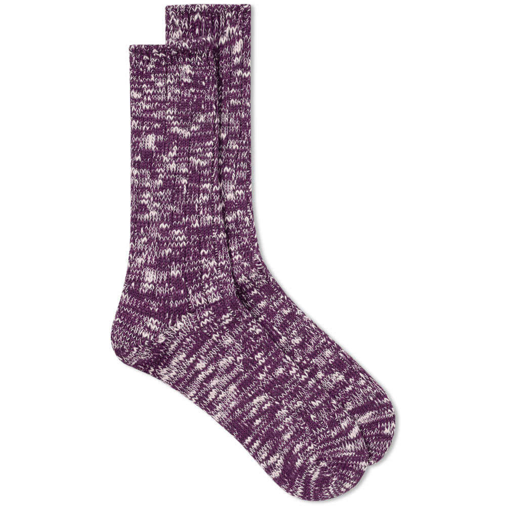 Anonymous Ism Line Slub Crew Sock Purple Anonymous Ism