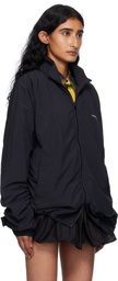 Pushbutton Black Logo Printed Windbreaker Jacket