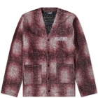 PLEASURES Men's Spray Check Mohair Cardigan in Red