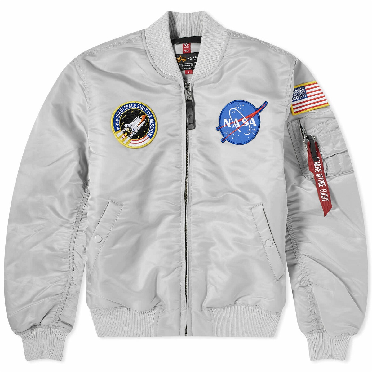 Alpha Industries Men's MA-1 VF NASA Jacket in Pastel Grey Alpha