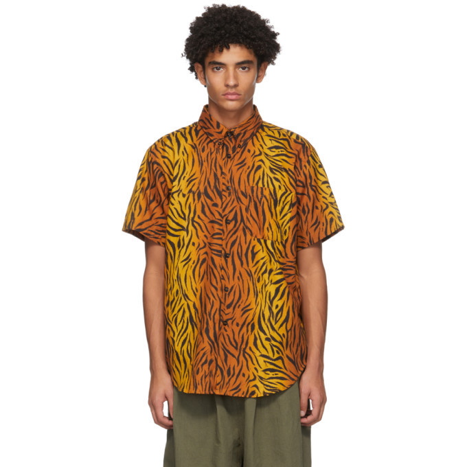 Naked and Famous Denim Orange Big Tiger Easy Short Sleeve Shirt Naked ...
