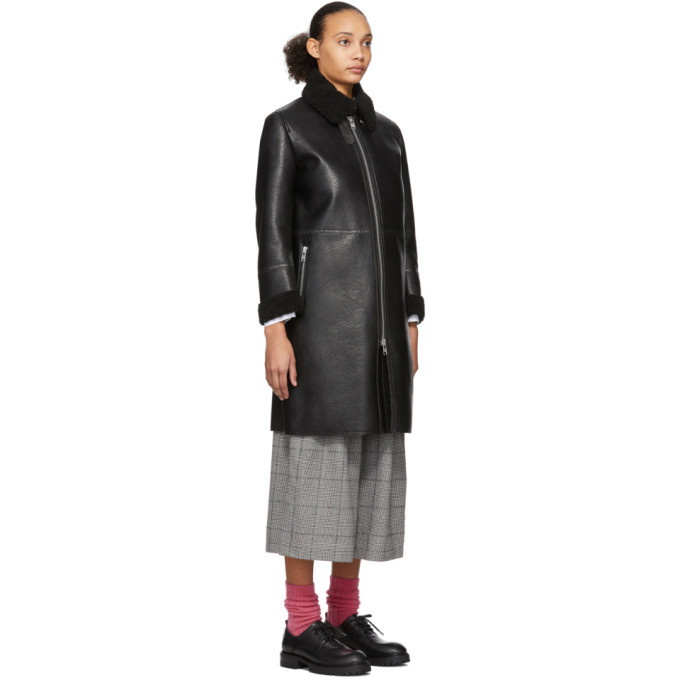 Tricot Comme des Garcons Black Synthetic Leather Coat Tricot Comme