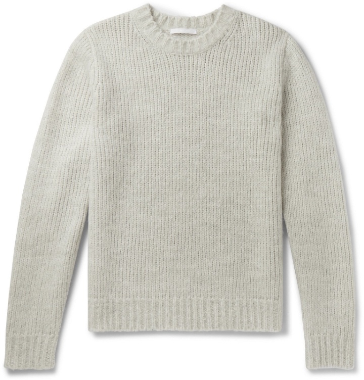 Photo: Helmut Lang - Ribbed Mélange Knitted Sweater - Gray