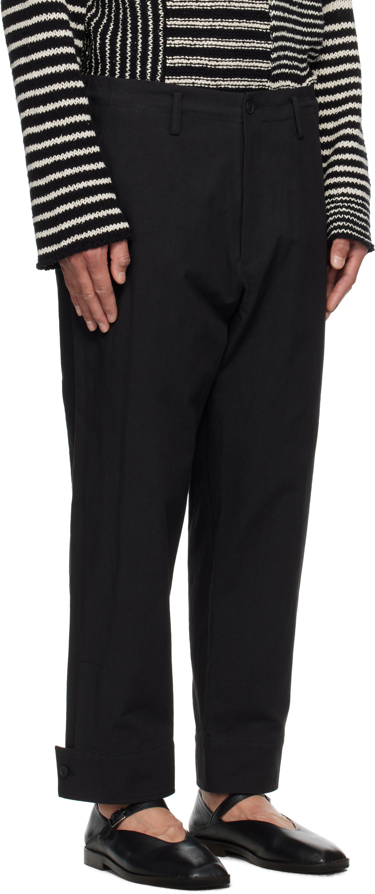 YOHJI YAMAMOTO Black Belted Hem Trousers