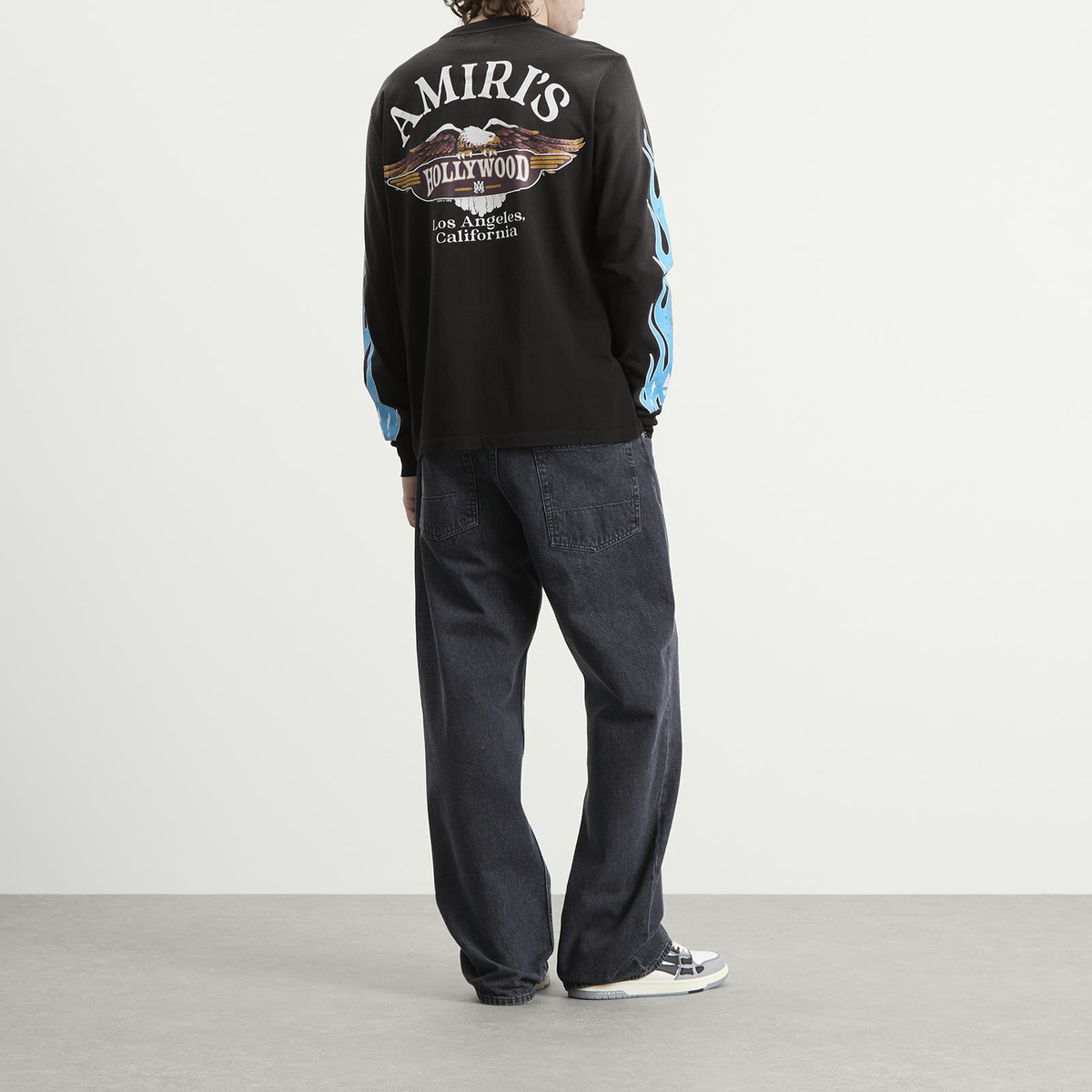 AMIRI Men's Eagle Flames Long Sleeve T-Shirt in Black