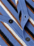 Marni - Logo-Embroidered Striped Cotton Cardigan - Blue