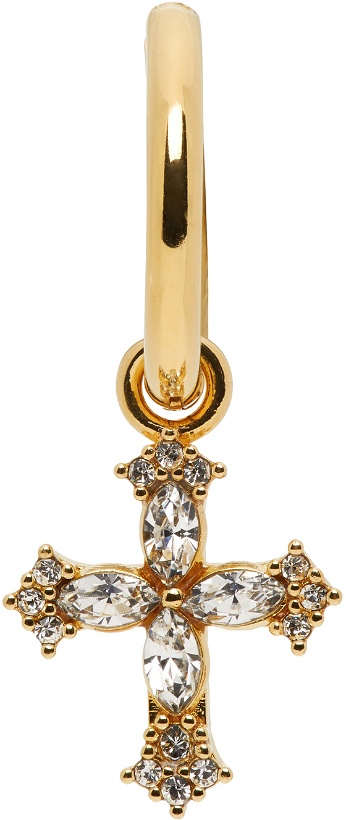 Photo: Dolce & Gabbana Gold Single Crystal Cross Earring